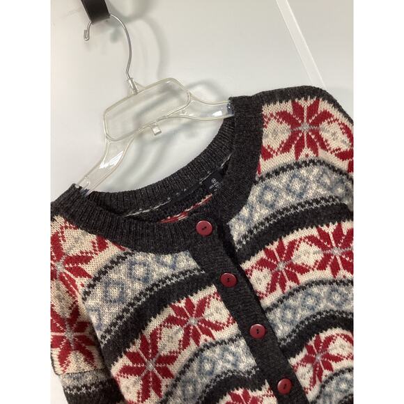 VTG Women's Wool Fair Isle Print Button Front Cardigan Sweater Multicolor Medium - Picture 2 of 10